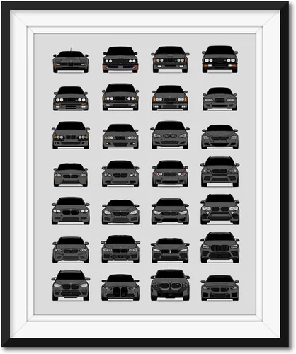 Vista 13 de Custom Car Posters Póster hecho a mano compatible con BMW M Car Poster Print Wall Art Decor of all BMW M Power Cars M3, M4, M5, M2, M6, M1 y más
