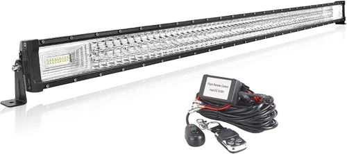 Vista 11 de Willpower Barra de luz LED recta de 22 pulgadas y 270 W para automóvil con control remoto estroboscópico de 12 V, kit de cables de cableado de 6000