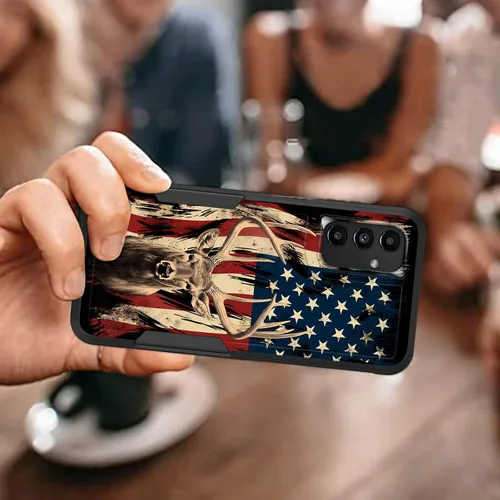 Vista 6 de Funda para Galaxy A13 5G, resistente de doble capa híbrida de policarbonato duro de goma suave a prueba de golpes para Samsung Galaxy A13 5G, ciervo