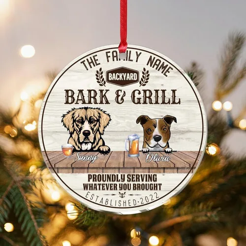 Vista 27 de SILYHEART Christmas Acrylic Ornaments Golden Retriever & Shiba Inu Christmas Sublimation Ornaments Family Dog Name Funny Dogs Live Here Car Hanging