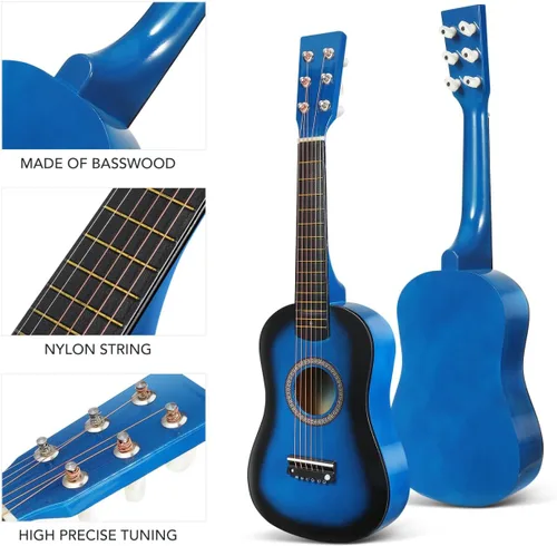 Vista 3 de Toddmomy Guitarra acústica pequeña de 23 pulgadas, instrumento popular de 6 cuerdas para niños, juguete de aprendizaje de música para principiantes