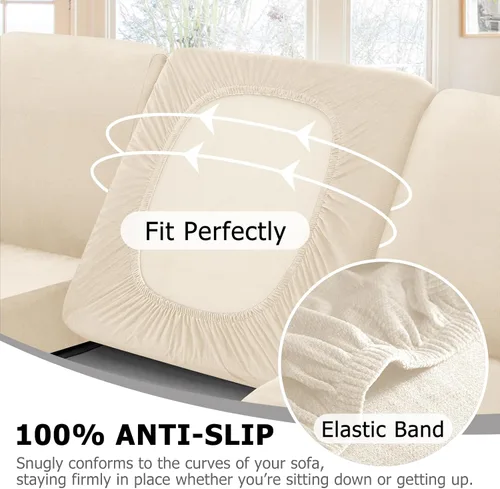 Vista 4 de Arfntevss - Fundas para sofá modular en forma de L de 5 asientos, fundas elásticas ajustadas para cojín de sofá de esquina para perros, protector