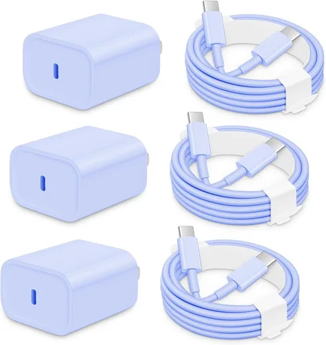 Vista 10 de Cargador AISNI USBC para iPhone Duo/18 Pro Max/17/16/15 Cargador de carga Azul