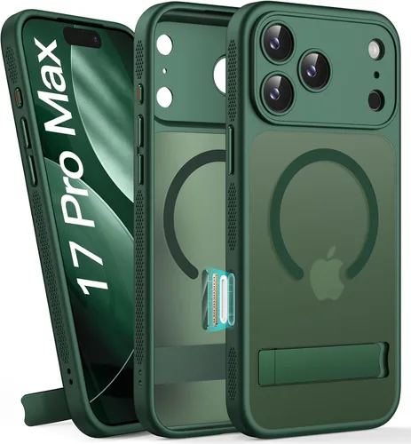 Vista 19 de BXYJY Funda magnética para iPhone Air con soporte, compatible con MagSafe, botón de control de cámara, protección completa de la lente, caída