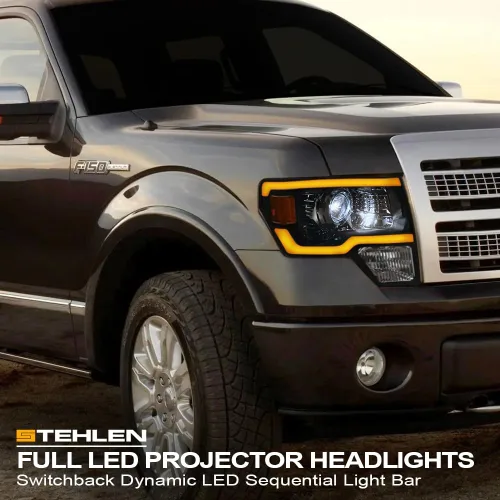 Vista 2 de Stehlen 642167826446 Compatible con Ford F150 Switchback 2009-2014 - Barra secuencial de tira de luces LED con señal ámbar, color negro