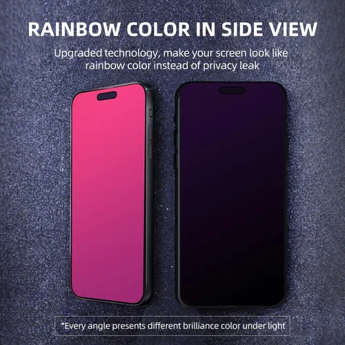 Vista 2 de EGKimBa Protector de pantalla de privacidad para iPhone 16 Plus, 15 Plus, 14 Pro Max, 6.7 pulgadas, vidrio templado con luz azul degradado - 2