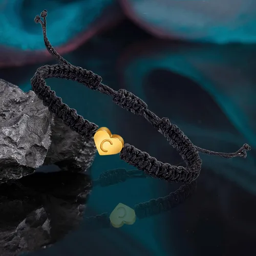 Vista 2 de Aretes de aro de perlas grandes para mujer pulsera de iniciales de 26 quilates chapada en oro de 18 quilates pulsera tejida con dije de corazón