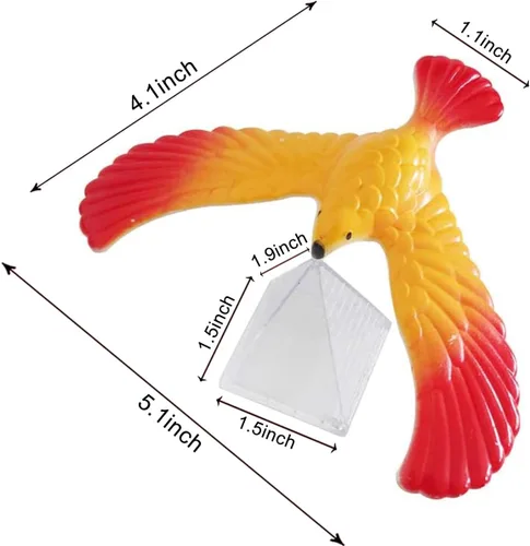 Vista 3 de 4 piezas de equilibrio de pájaro gravedad con pirámide combinación física juguete ciencia física adultos escritorio de oficina para amantes