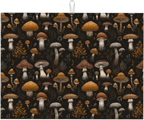 Vista 36 de Tapete de secado de platos de mármol blanco dorado para encimera de cocina, absorbente de 16 x 18 pulgadas, placa de microfibra de vidrio