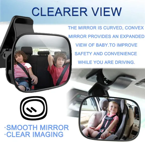 Vista 3 de JONMON Espejo retrovisor interior automotriz para bebé, pequeño clip ajustable orientado hacia atrás del asiento retrovisor, clip convexo