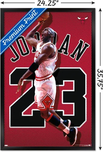 Vista 3 de Trends International Michael Jordan - Póster de pared de jersey, 22.375 x 34 pulgadas, versión enmarcada negra