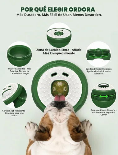 Vista 5 de ORDORA Slow Feeder Dog Lick Bowl with Rolling Ball for Liquids and Spreads