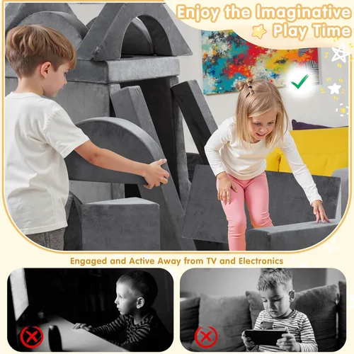 Vista 6 de JY QAQA - Juego de sofá modular de 18 piezas, sofá modular para niños pequeños con diseño de espuma convertible para niños y niñas, sofá modular