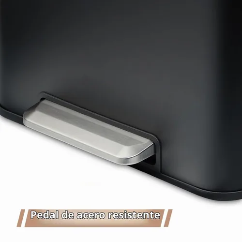 Vista 4 de GAOMON Cubo de Basura Dual Rectangular, Papelera de Acero Inoxidable con Tapa, 30 Litros (2 X 15 L), Papelera con Combinación de Reciclaje, Tapa