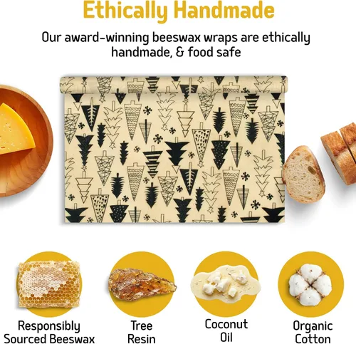 Vista 4 de SUPERBEE Envolturas reutilizables de cera de abeja para alimentos, rollo de cera de abeja XL (35 x 13 pulgadas), papel de envoltura de abejas