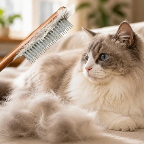 Vista 4 de Peine para gatos, peine de perro, herramienta de aseo de peine de madera maciza para gatos, perros y conejos..