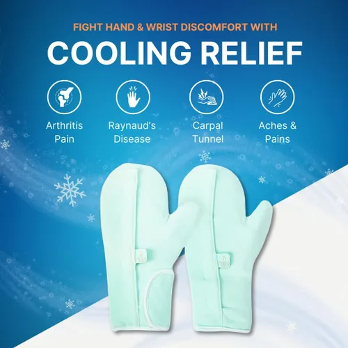 Vista 2 de NatraCure Guantes para terapia de frío, Verde