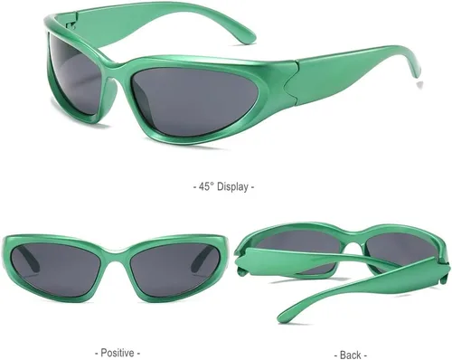 Vista 4 de BAWUYI Gafas de sol envolventes Y2K para hombres y mujeres, accesorios de los años 2000, gafas cibernéticas deportivas, gafas de motociclista