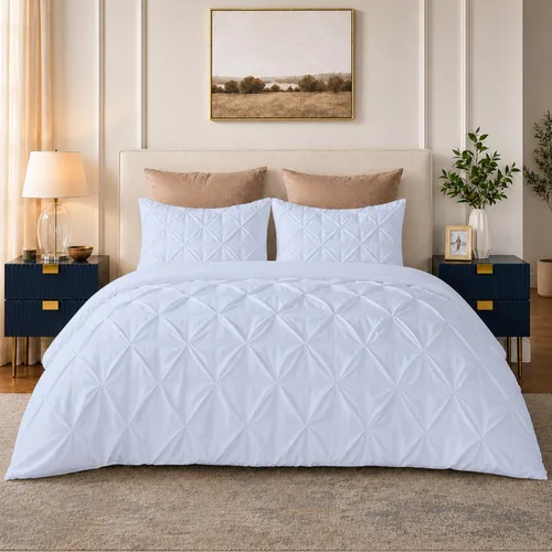 Vista 9 de SLEEP-NEST Luxuries - Funda de edredón plisada decorativa, tamaño individual/individual XL, 68 x 90 pulgadas, 3 piezas, con cierre de cremallera