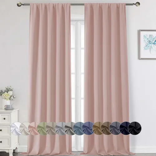 Vista 88 de Cortinas opacas para dormitorio, sala de estar, juego de 2 paneles de 54 pulgadas de largo, cortinas de oscurecimiento de habitación con aislamiento