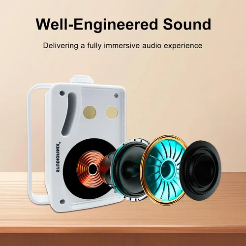 Vista 3 de STUDIOFINIX Altavoces Bluetooth al Aire Libre de 3.5 Pulgadas Impermeables con Cable, Altavoces de Pared de 3 Vías de 200W de Calidad Premium, Ideal