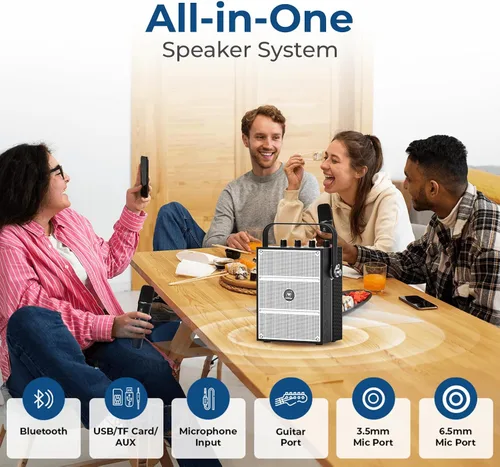 Vista 8 de Amplificador de voz potente de 100 W con 2 micrófonos inalámbricos S99 Big Pro Sound Portable Speaker with Microphone, Bluetooth Speaker PA System