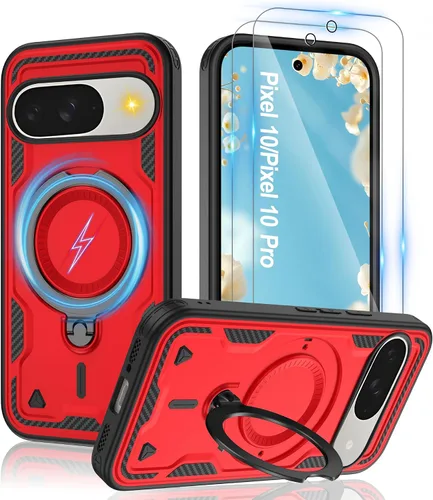 Vista 55 de Gritup fro Funda para Google Pixel 9A, funda protectora magnética de grado militar compatible con Mag-Safe, 2 protectores de pantalla HD, soporte