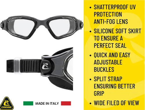 Vista 4 de Cressi Clear Eyes Swim Goggles - Soft Silicone Seal for Swimming Mask - Anti-Fog Water Goggles - Impact Resistant Swim Gear