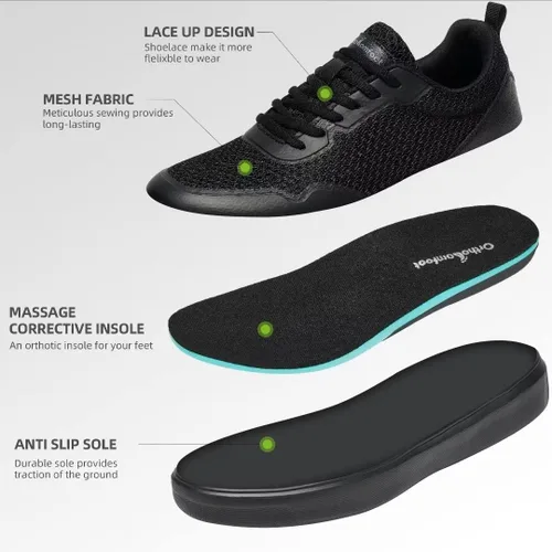 Vista 5 de OrthoComfoot Zapatillas ortopédicas de moda para hombre con soporte de arco cómodos zapatos ortopédicos para fascitis plantar, zapatos de caminar