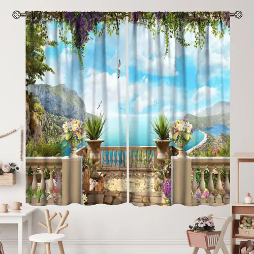 Vista 11 de Cortinas italianas, patio antiguo, sillas de café de Italia, casas históricas en la calle, sala de estar, dormitorio, cortinas opacas con bolsillo