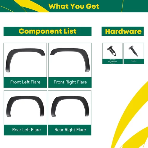Vista 9 de YHTAUTO Defensas de guardabarros de estilo de fábrica OE con kit de herrajes compatibles con Chevy Silverado y GMC Sierra 1500/2500 1999-2006, 1500