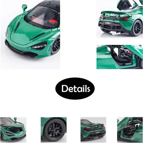 Vista 3 de Aleación coleccionable verde 720s coches de juguete modelo tire hacia atrás