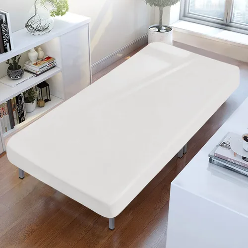 Vista 2 de Coldwind Sábana para cuna de 31 x 75 pulgadas y protector de colchón impermeable para cuna de 30 x 75 pulgadas, color blanco