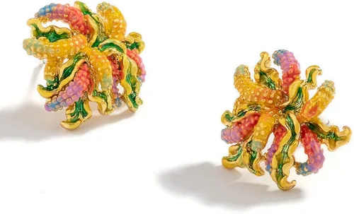 Vista 3 de Pendientes de flores esmaltadasPendientes hechos a mano Nuevos pendientes 2021Pendientes Juicy, Esmalte