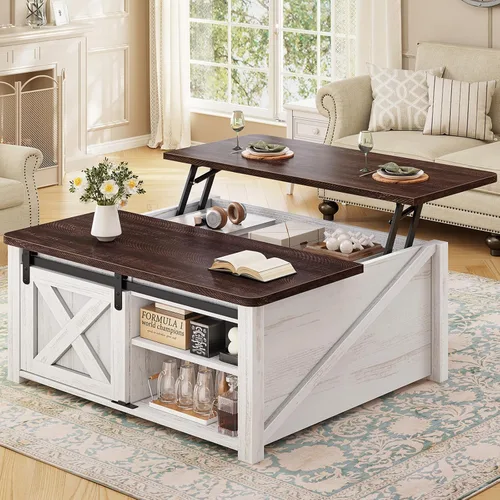 Vista 10 de SEDETA Mesa de Centro con Tapa Elevable de 31.5" con Almacenamiento, Mesas de Centro Cuadradas para Sala de Estar, Mesa de Centro Estilo Granja