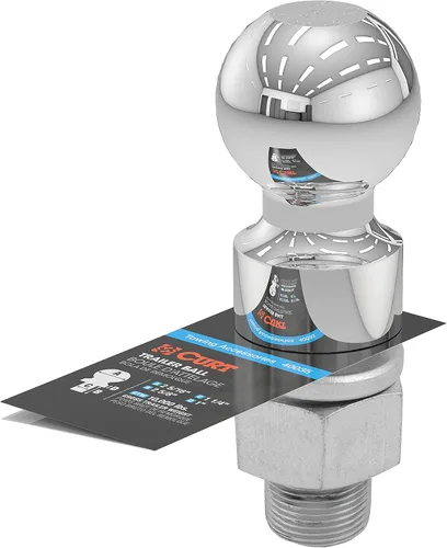 Vista 3 de CURT Manufacturing 40035 - Bola de remolque cromada de 2-5/16 pulgadas de diámetro con vástago de elevación de 1 pulgada