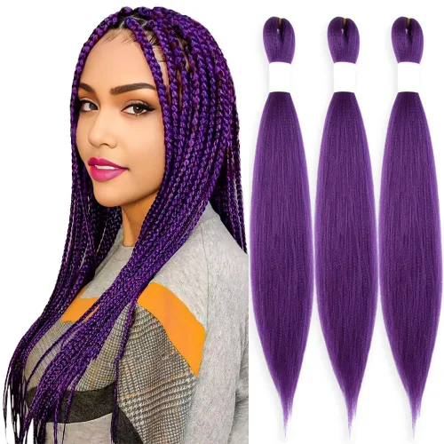 Vista 78 de Cabello trenzado burdeos, 10 pulgadas, 4 paquetes Cabello preestirado, trenzas de ganchillo cortas y rectas, textura Yaki, fibra sintética