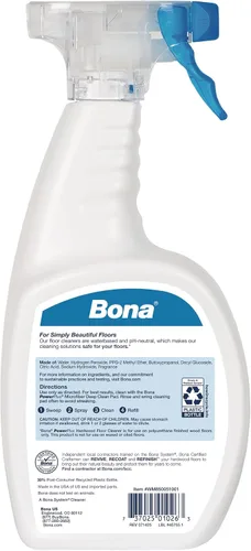 Vista 3 de Bona PowerPlus Hardwood Floor Deep Cleaner Spray - 32 fl oz - Refillable