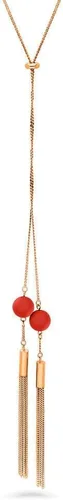 Vista 2 de BERRICLE Collar Lariat con cuentas de bola de borla para mujer, tono oro rosa, Latón