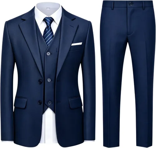 Vista 11 de 5 Piece Boys Suits for Wedding Ring Bearer Outfit Kids Tuxedo Negro (corbata de rayas)