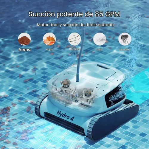 Vista 5 de Chasing Hydro 4 - Aspiradora de piscina para piscinas enterradas, robot de piscina con batería de 210 minutos para limpieza de pisos, paredes