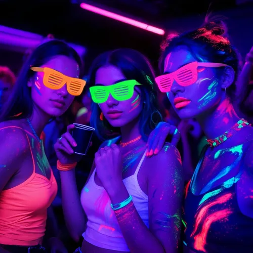 Vista 2 de Mega-L - 12 lentes que brillan en la oscuridad, suministros de fiesta que brillan en la oscuridad, anteojos fluorescentes de luz negra neón, regalos