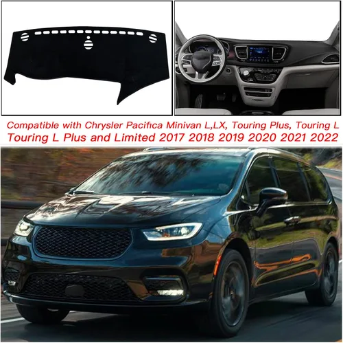 Vista 6 de Cubierta de tapete para salpicadero, consola central interior personalizada compatible con Chrysler Pacifica Minivan 2017, 2018, 2019, 2020, 2021