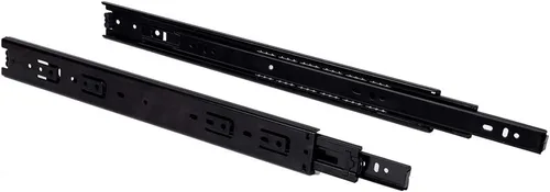 Vista 5 de 6 pares de hardware de 12 pulgadas de 3 secciones, deslizadores de cajón de extensión completa con rodamiento de bolas de montaje lateral negro