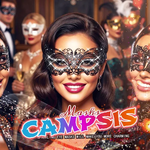 Vista 5 de Campsis Máscara de baile de máscaras para mujer, máscara de metal negro