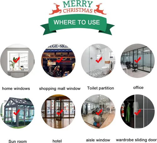 Vista 7 de 124 calcomanías de Navidad para ventana, calcomanías para vidrio, copos de nieve de Navidad, decoraciones de Papá Noel, renos para fiestas