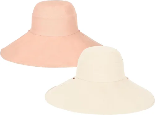 Vista 7 de Sombrero de pescador de algodón para mujer, reversible, de ala ultra ancha, plegable, protección UV, verano, viajes, UPF 50+ Rosa