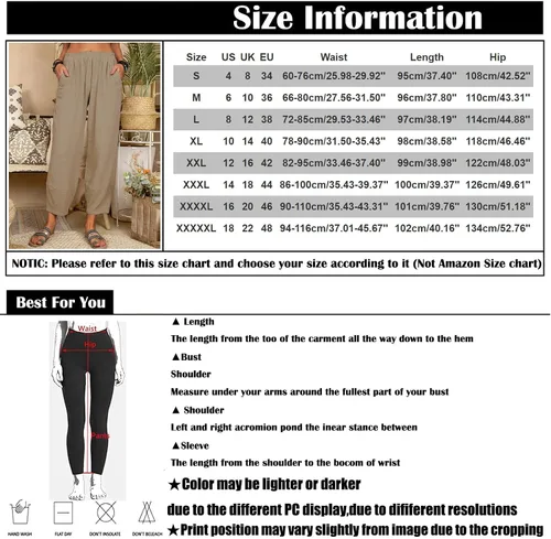 Vista 3 de Fashion Women Solid Colour Loose Cotton and Linen Casual Pants Home Harem Pants