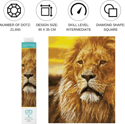 Vista 2 de DIAMOND DOTZ ® - Lord of The Serengeti, taladro completo, puntos cuadrados, kits de pintura de diamantes cuadrados, pintura de diamante cuadrado