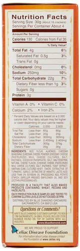 Vista 3 de Blue Diamond Almond Nut Thins, Queso Cheddar, 4.25 Oz (Paquete de 4)